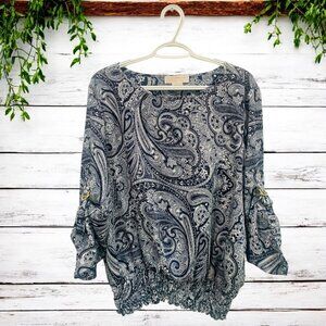 Michael Kors paisley print cinch waist blouse size 1X
